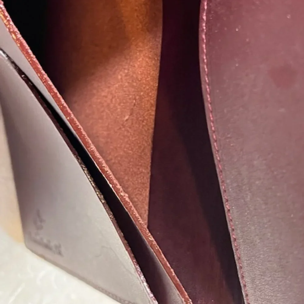 Warden-Brooks, Ltd Leather Burgundy Note Pad Small Book Cover Binder 6.5